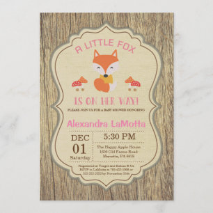 Rustic Fox Baby shower Invitation Girl Kaart