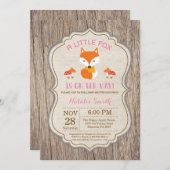 Rustic Fox Baby shower Invitation Girl Kaart (Voorkant / Achterkant)