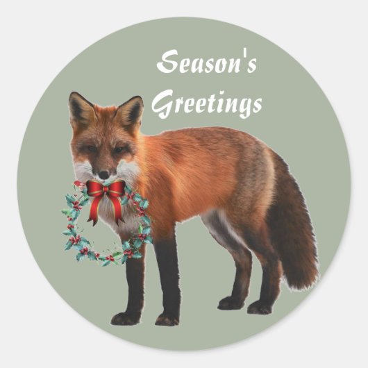 Rustic Fox Round Kerst sticker, glanzend Ronde Sticker (Voorkant)