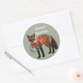 Rustic Fox Round Kerst sticker, glanzend Ronde Sticker (Envelop)