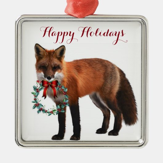 Rustic Fox Square Metal kerstversiering Metalen Ornament (Voorkant)