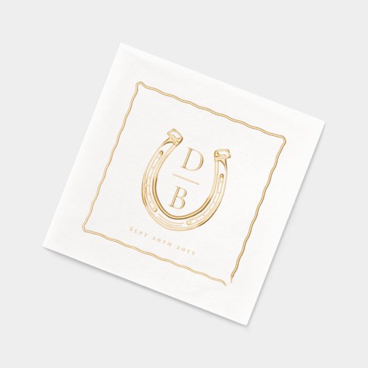 Rustic Frame Western Horseshoe Monogram Wedding (Gauche)