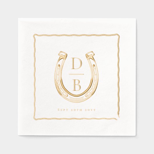 Rustic Frame Western Horseshoe Monogram Wedding (Recto)