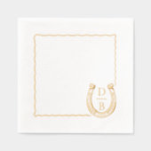 Rustic Frame Western Horseshoe Monogram Wedding Folie Servetten (Voorkant)