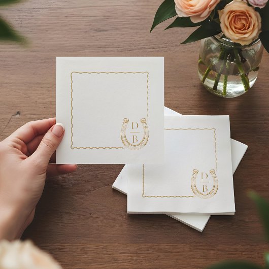 Rustic Frame Western Horseshoe Monogram Wedding Folie Servetten