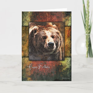 Rustic Framed Grizzly Verjaardag Kaart