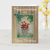 Rustic French Country Gefeliciteerd Wedding Kaart (Gele Bloem)