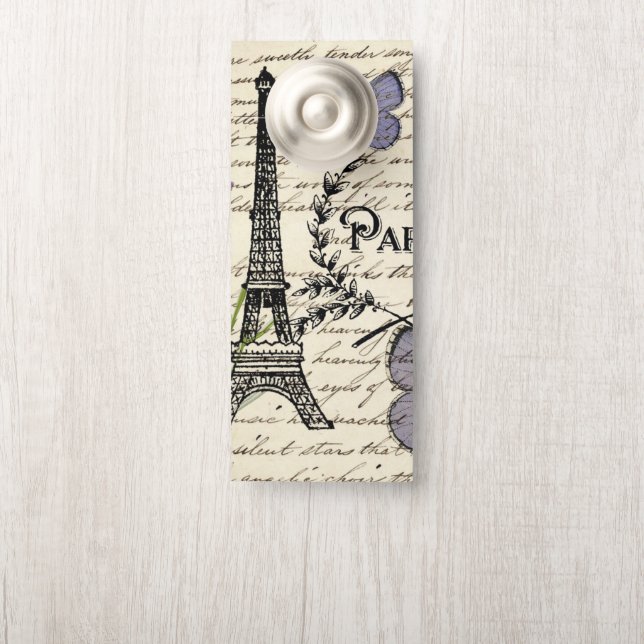 rustic french country scripts paris eiffel tower (Op knop)