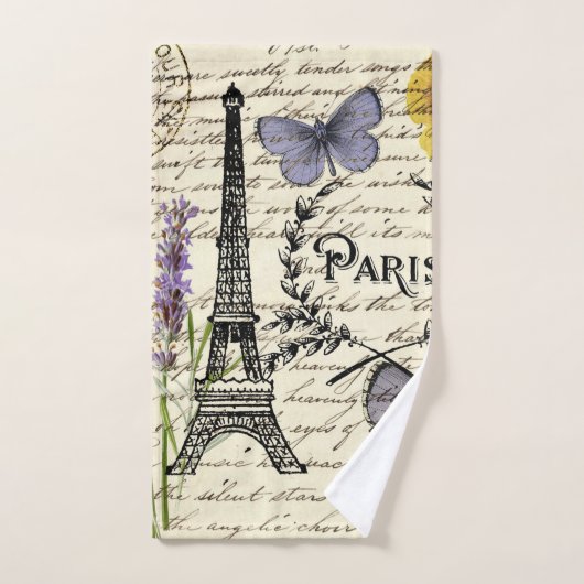 rustic french country scripts paris eiffel tower bad handdoek (Handdoek)