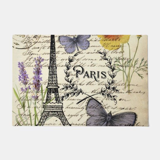 rustic french country scripts paris eiffel tower deurmat (Voorkant)