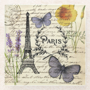 rustic french country scripts paris eiffel tower glazen onderzetter