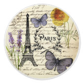 rustic french country scripts paris eiffel tower keramische knop (Voorkant)