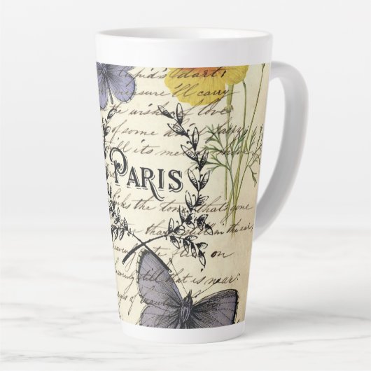 rustic french country scripts paris eiffel tower latte mok (Rechterhoek)