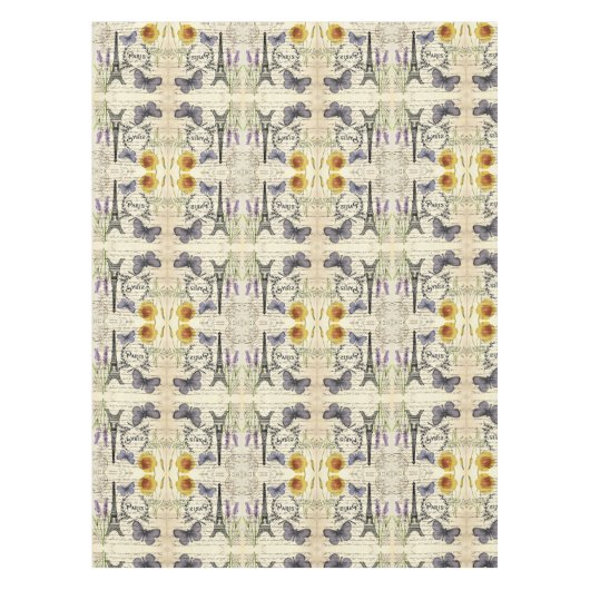 rustic french country scripts paris eiffel tower tafelkleed (Voorkant)