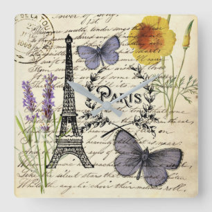 rustic french country scripts paris eiffel tower vierkante klok