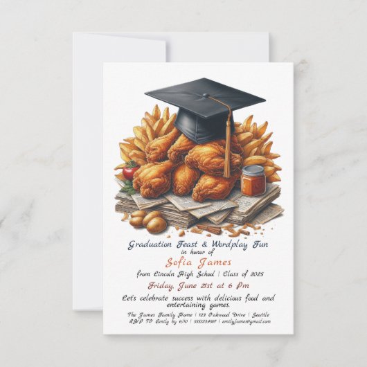 Rustic Fried Poulet Graduation Party Invitation (Devant)