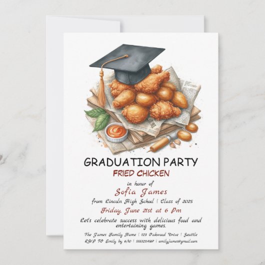 Rustic Fried Poulet Graduation Party Invitation (Devant)