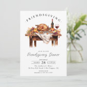 Rustic Friendsgiving Dinner Invitation Kaart (Staand voorkant)