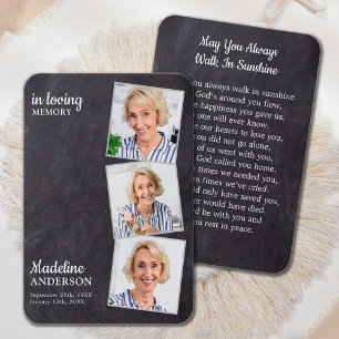 Rustic Funeral 3 Foto Memorial Prayer Kaart