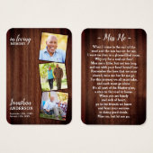 Rustic Funeral 3 Foto Memorial Prayer Kaart (Voorkant /achterkant)