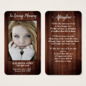 Rustic Funeral Memorial Poem Sympathie Kaart gepre (Voorkant /achterkant)