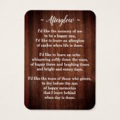 Rustic Funeral Memorial Sympathie Foto Prayer Kaar Visitekaartje (Achterkant)