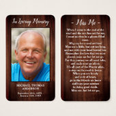 Rustic Funeral Photo carte de prière (Devant & derrière)