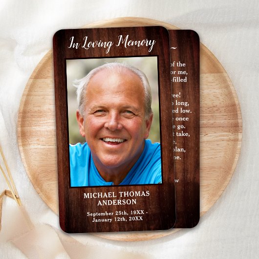 Rustic Funeral Photo carte de prière