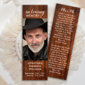 Rustic Funeral Photo Memorial Prayer Bladwijzer Mini Visitekaartjes