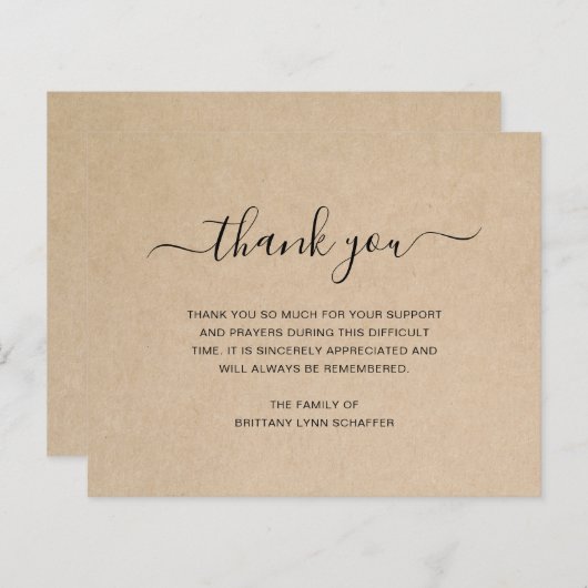 Rustic Funeral Sympathie Budget Hartelijk dank (Voorkant / Achterkant)