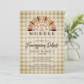 Rustic Funny Friendsgiving Potluck Turkey Pset Kaart (Staand voorkant)