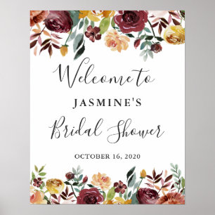 Rustic Garden Burgundy Floral Vrijgezellenfeest Si Poster