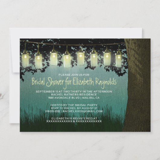 Rustic Garden Lights Bridal Shower Invitations Kaart (Voorkant)
