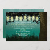 Rustic Garden Lights Wedding Invitations Kaart (Voorkant / Achterkant)