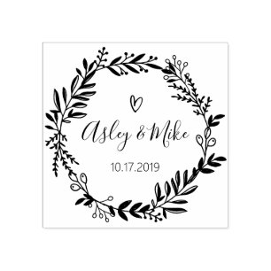 Rustic Garden Sparen de datum rond Zelfinkt logo Rubberstempel