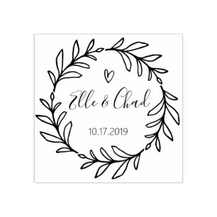 Rustic Garden Sparen de datum rond Zelfinkt logo Rubberstempel