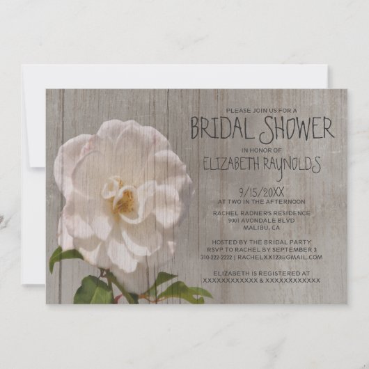 Rustic Gardenia Bridal Shower Invitations Kaart (Voorkant)