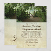 Rustic Gate Natuur Trail Country Wedding Invitae Kaart (Voorkant / Achterkant)