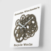Rustic Gears Sprockets Steampunk Sjabloon Vierkante Klok (Hoek)