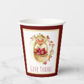 Rustic Geef Bedankt Harvest Basket Thanksgiving Papieren Bekers (Voorkant)