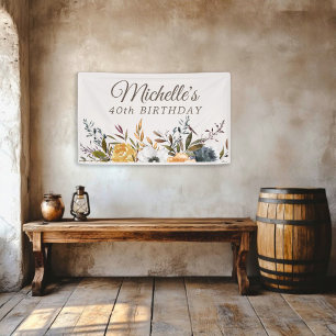 Rustic Geel Blauw Bloemstuk 40e Verjaardag Welkom Spandoek
