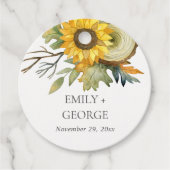 RUSTIC GEEL SUNFLOWER WATERVERF FLORAL WEDING BEDANKJES LABELS (Voorkant)