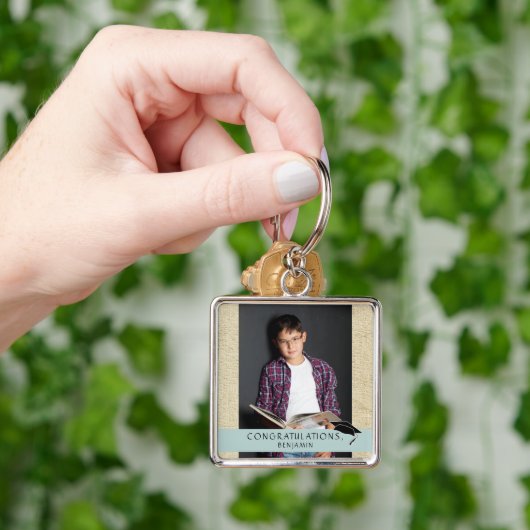 Rustic Gefeliciteerd Afstuderen Afstuderen Foto Sleutelhanger (Hand)