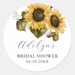 Rustic gele bruiloftsfeest favor   ronde sticker