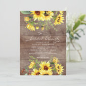 Rustic Gele Zonnebloem Bruidsontbijt Brunch Kaart (Staand voorkant)