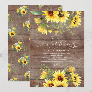 Rustic Gele Zonnebloem Bruidsontbijt Brunch Kaart