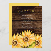 Rustic gele zonnebloem verjaardagsfeestje bedankkaart (Voorkant / Achterkant)
