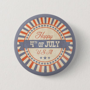 Rustic Gelukkig 4 juli USA Sterren Strepen Ronde Button 5,7 Cm