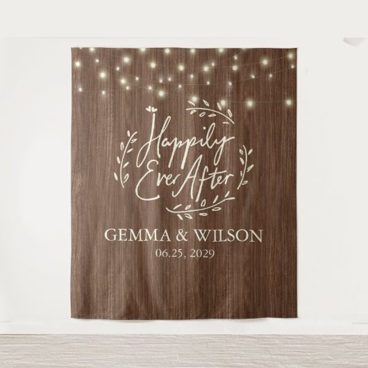 Rustic gelukkig ooit na het binden van de ladingli wandkleed (Voorkant)