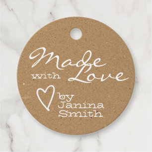 Rustic gemaakt met Love Heart Symbol Kraft Paper Bedankjes Labels